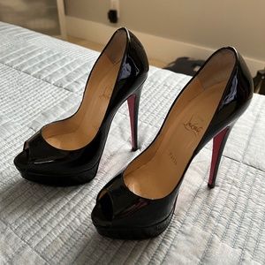 Christian Louboutin  peep toe patent leather pumps
